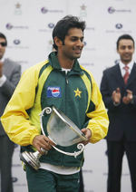 Shoaib Malik with Man of the Series Trophy