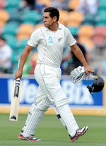 Ross Taylor reacts after being dismissed