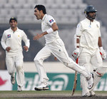 Umar Gul is pumped up after dismissing Shahriar Nafees
