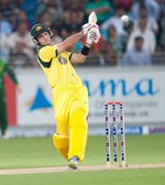 Glenn Maxwell pulls during Australia's low scoring innings