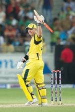 David Warner celebrates after completing his blazing fifty
