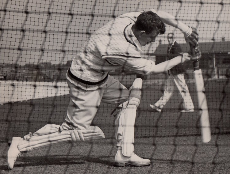 Reginald 'Reg' Carter batting in nets
