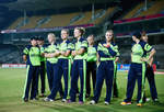 The Ireland team look dejected after they lose during the Women's ICC World Twenty20