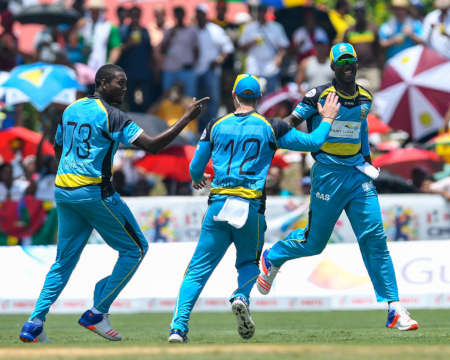 Zouks celebrate after getting a wicket