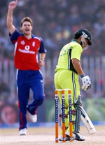 James Anderson celebrates after taking a wicket